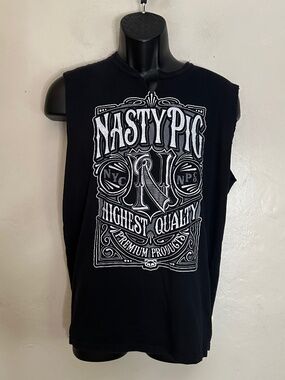 Nasty Pig Sleeveless T Shirt Large Gently worn 100% cotton Rough cut sleeves